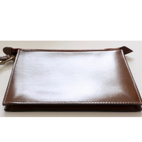 Vintage Hermes Pochette Wristlet Brown Box Leather Bonwit Teller Rare - Picture 6 of 11